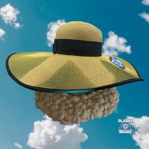 Oversize Tie-Dye Green & Tan Straw Sun Hat